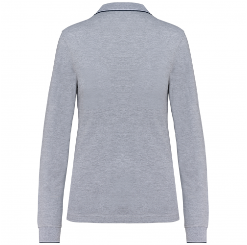 oxford grey / navy / white Polo piqué manga larga mujer