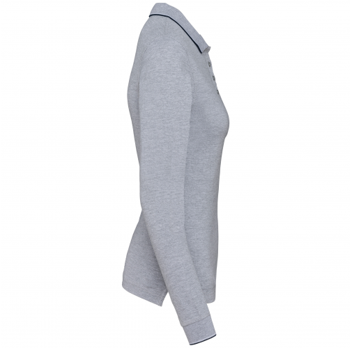oxford grey / navy / white Polo piqué manga larga mujer