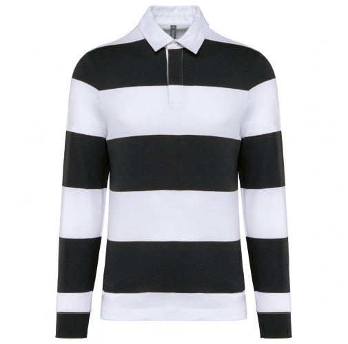 black / white stripes Polo a rayas manga larga unisex