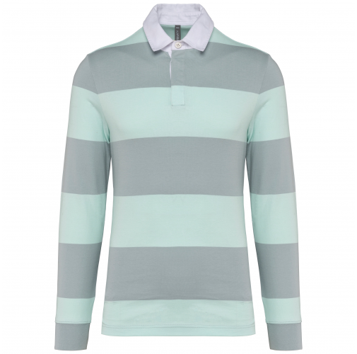 light grey / ice mint stripes Polo a rayas manga larga unisex