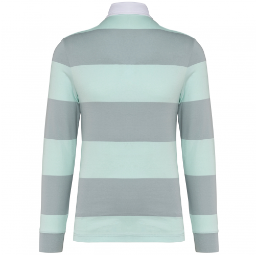 light grey / ice mint stripes Polo a rayas manga larga unisex