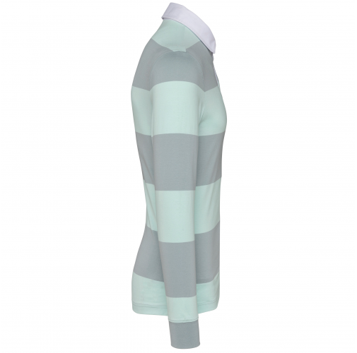 light grey / ice mint stripes Polo a rayas manga larga unisex