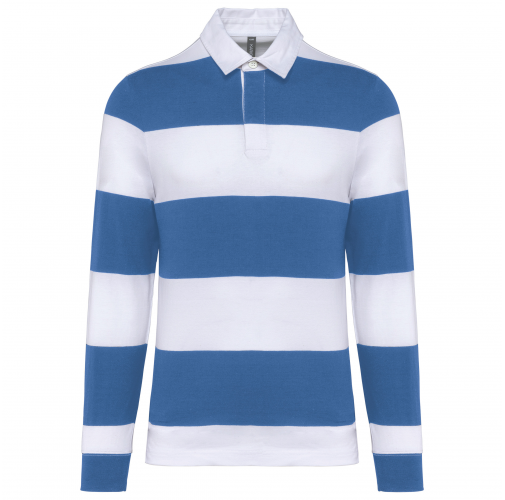 light royal blue / white stripes Polo a rayas manga larga unisex