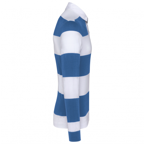 light royal blue / white stripes Polo a rayas manga larga unisex