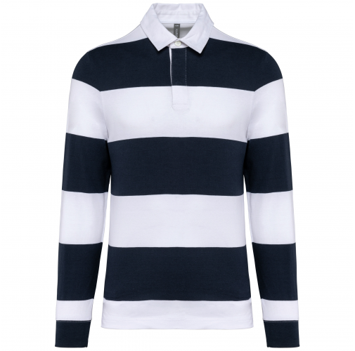 navy / white stripes Polo a rayas manga larga unisex