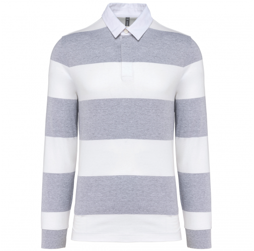 oxford grey / white stripes Polo a rayas manga larga unisex