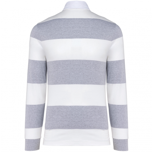 oxford grey / white stripes Polo a rayas manga larga unisex