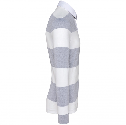 oxford grey / white stripes Polo a rayas manga larga unisex