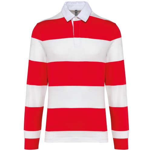 red / white stripes Polo a rayas manga larga unisex