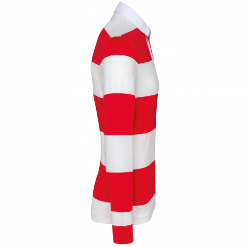 red / white stripes Polo a rayas manga larga unisex