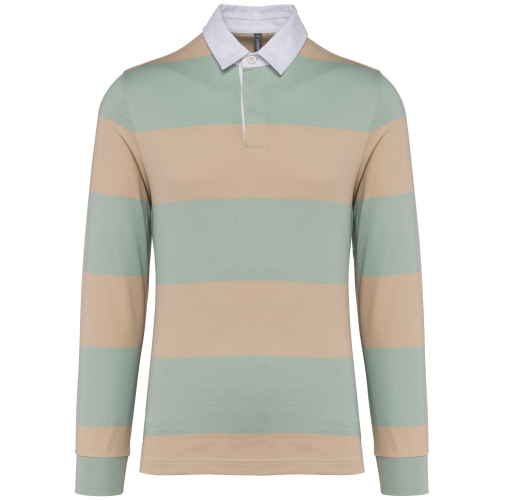sage / light sand stripes Polo a rayas manga larga unisex