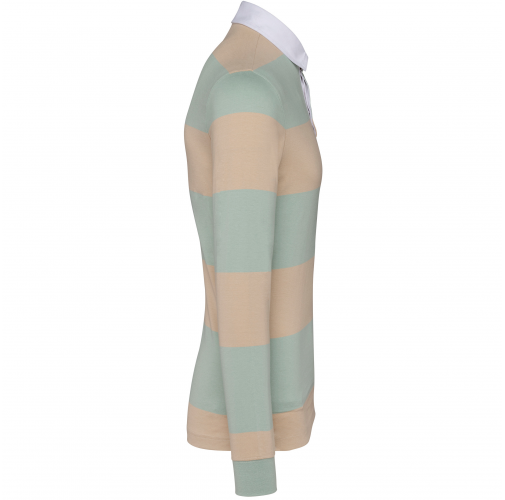 sage / light sand stripes Polo a rayas manga larga unisex
