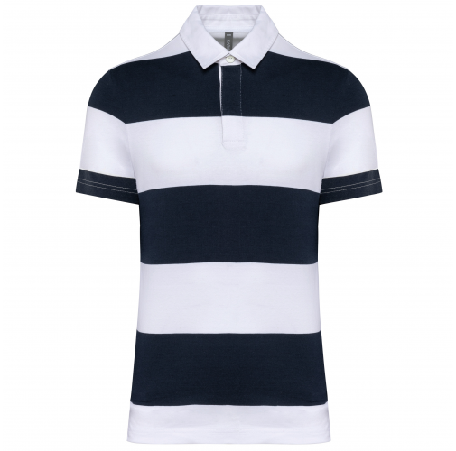 navy / white stripes Polo a rayas manga corta unisex