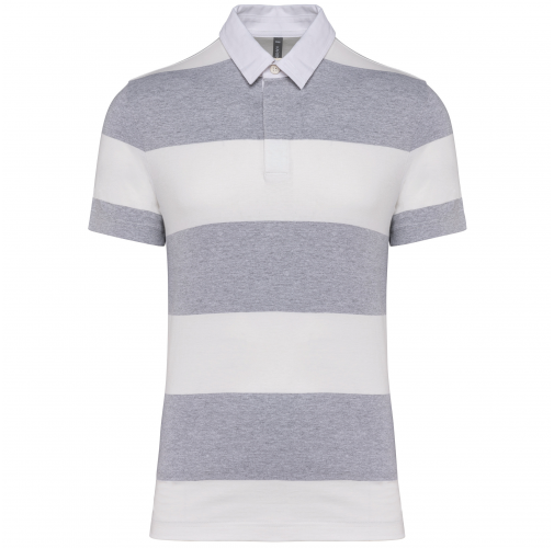 oxford grey / white stripes Polo a rayas manga corta unisex