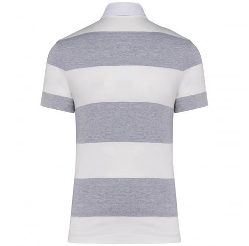 oxford grey / white stripes Polo a rayas manga corta unisex