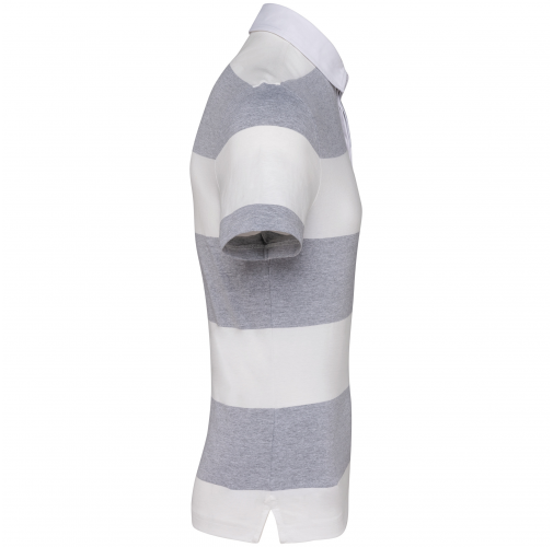 oxford grey / white stripes Polo a rayas manga corta unisex