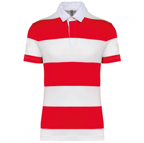 red / white stripes Polo a rayas manga corta unisex