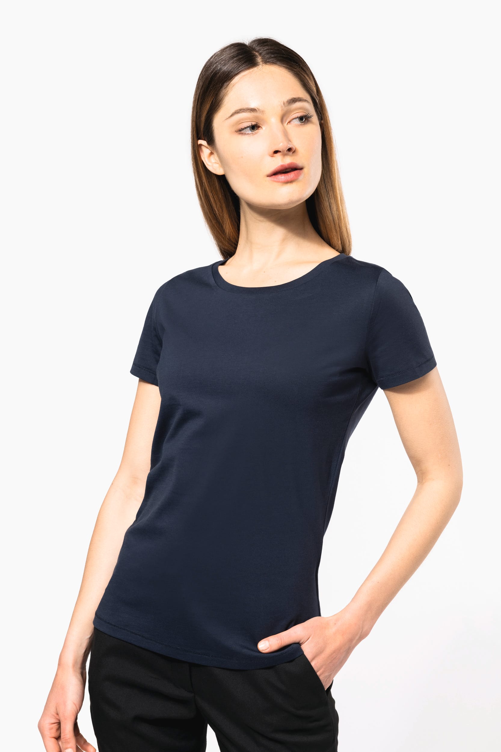 Camiseta Supima® cuello redondo maga corta mujer