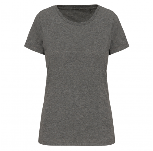 grey heather Camiseta Supima® cuello redondo maga corta mujer