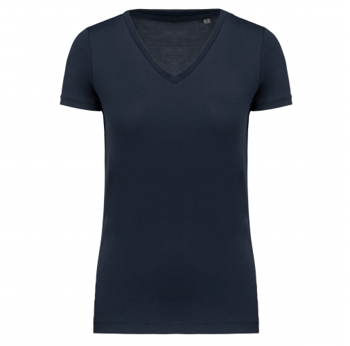 navy Camiseta Supima® cuello de pico manga corta mujer