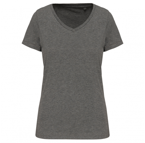 grey heather Camiseta Supima® cuello de pico manga corta mujer