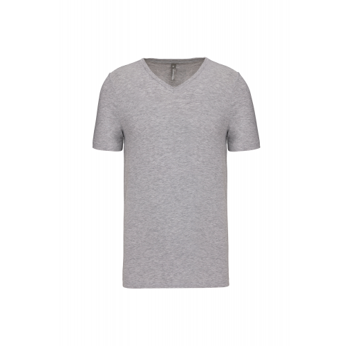 light grey heather Camiseta con elastano cuello de pico hombre