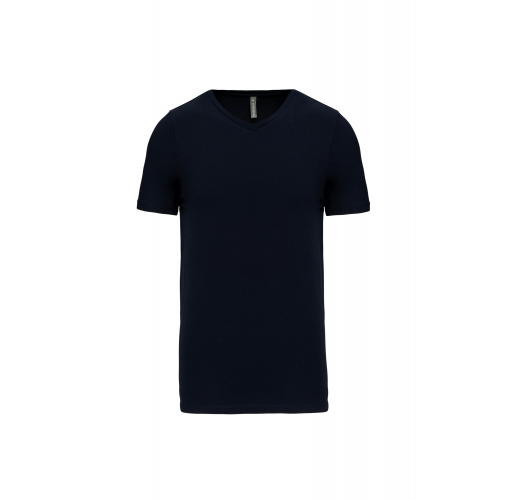 navy Camiseta con elastano cuello de pico hombre