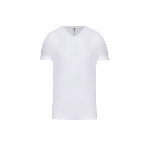 white Camiseta con elastano cuello de pico hombre