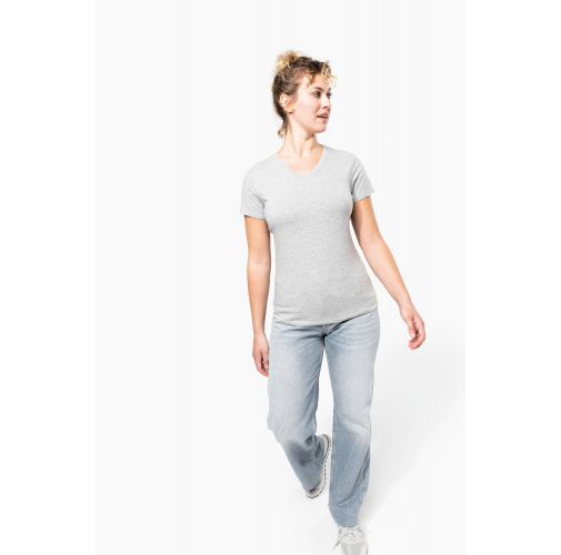 Camiseta con elastano cuello de pico mujer