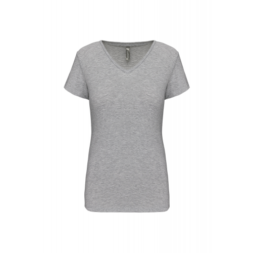light grey heather Camiseta con elastano cuello de pico mujer