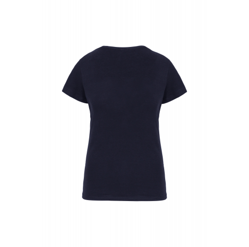 navy Camiseta con elastano cuello de pico mujer