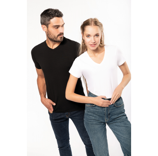Camiseta con elastano cuello de pico mujer