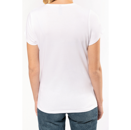 Camiseta con elastano cuello de pico mujer