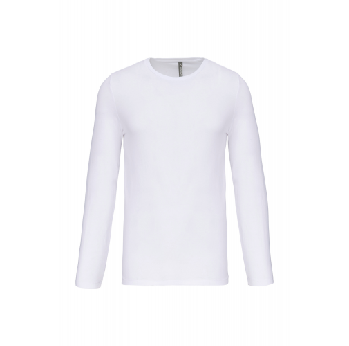white Camiseta con elastano manga larga hombre