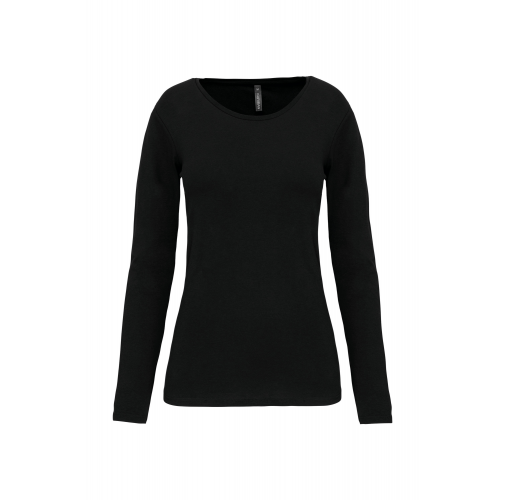 black Camiseta con elastano manga larga mujer