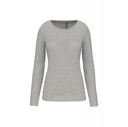 light grey heather Camiseta con elastano manga larga mujer