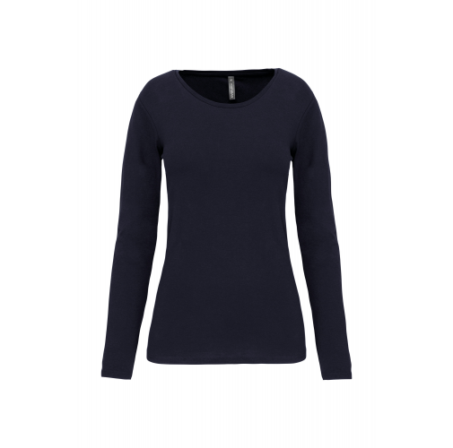 navy Camiseta con elastano manga larga mujer