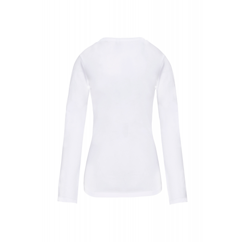 white Camiseta con elastano manga larga mujer