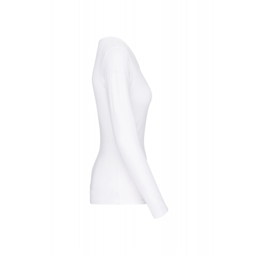white Camiseta con elastano manga larga mujer