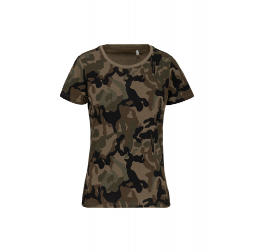 olive camouflage Camiseta camuflaje mujer