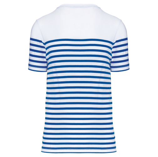 white / royal blue stripe Camiseta marinera algodón orgánico hombre