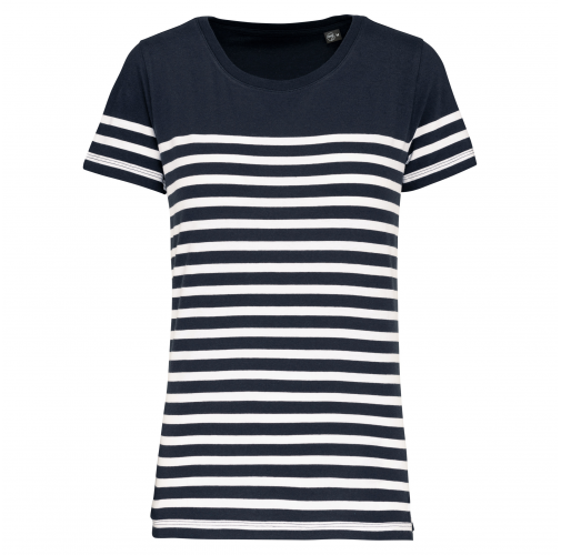 navy / white stripes Camiseta marinera algodón orgánico mujer
