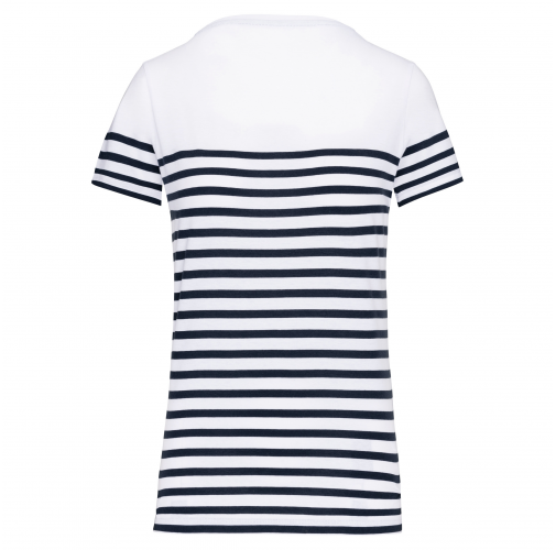 white / navy stripes Camiseta marinera algodón orgánico mujer