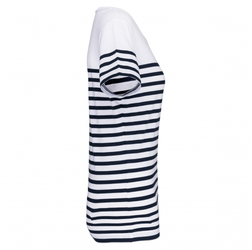 white / navy stripes Camiseta marinera algodón orgánico mujer