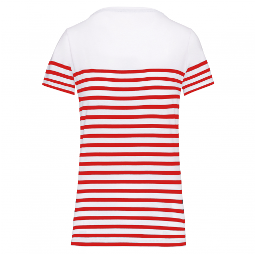 white / red stripe Camiseta marinera algodón orgánico mujer