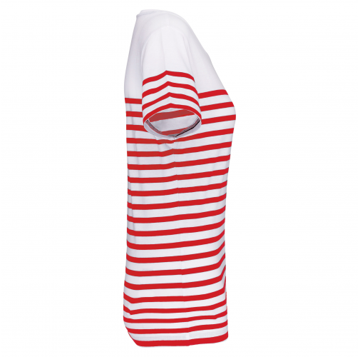 white / red stripe Camiseta marinera algodón orgánico mujer