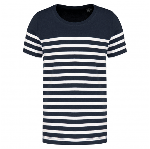 navy / white stripes Camiseta marinera cuello redondo algodón orgánico niños