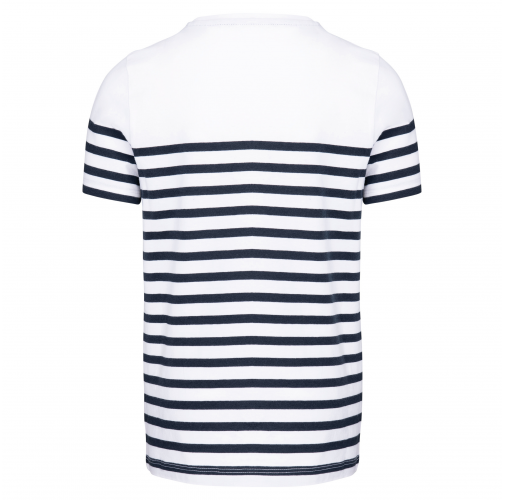 white / navy stripes Camiseta marinera cuello redondo algodón orgánico niños