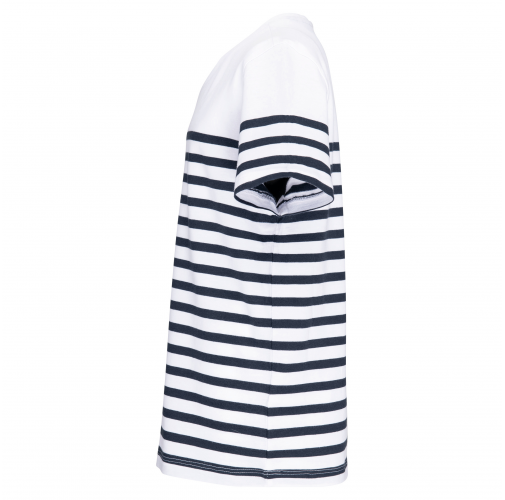 white / navy stripes Camiseta marinera cuello redondo algodón orgánico niños