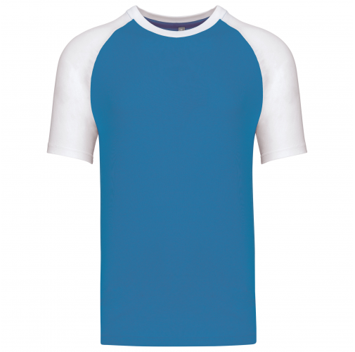 aqua blue / white Baseball - camiseta bicolor manga corta hombre
